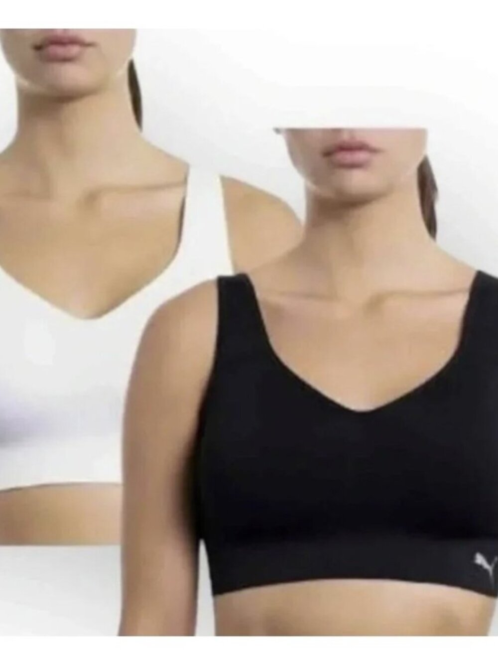 PUMA Women's Seamless Convertible Drycell Sports Bra 2-Pack New XL Black White